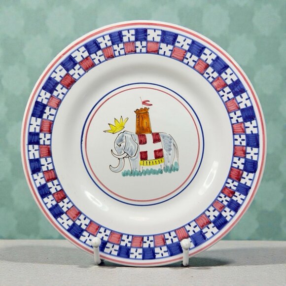 Sberna Deruta ROYAL ELEPHANT 8inch Plate Dish Set 4 Plates Dishes Made in Italy - Picture 2 of 11